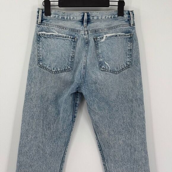 Frame Le Piper High Waist Crop Straight Leg Distressed Clash Mend Jean Women 27 - Picture 5 of 8